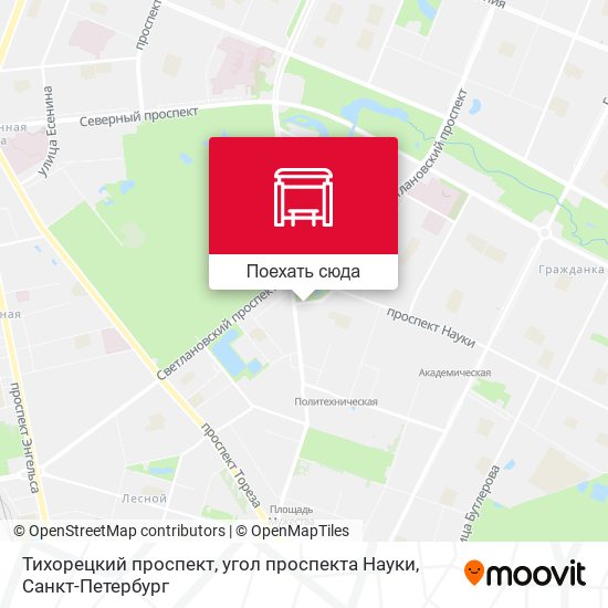 Карта Тихорецкий проспект, угол проспекта Науки