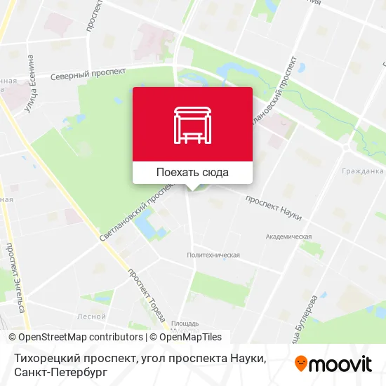Карта Тихорецкий проспект, угол проспекта Науки