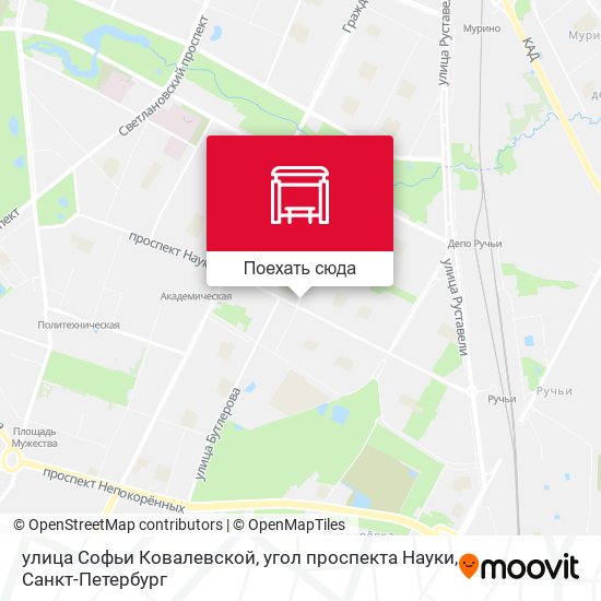 Карта улица Софьи Ковалевской, угол проспекта Науки