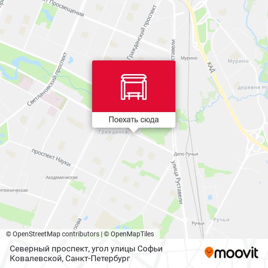 Карта Северный проспект, угол улицы Софьи Ковалевской