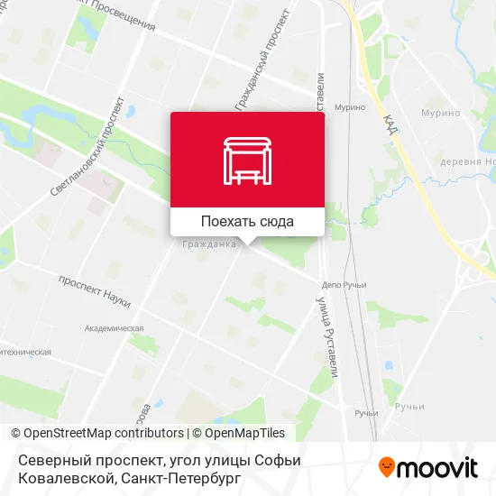 Карта Северный проспект, угол улицы Софьи Ковалевской