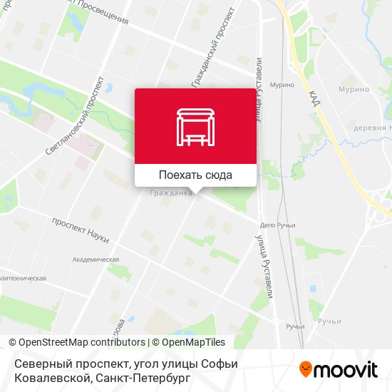 Карта Северный проспект, угол улицы Софьи Ковалевской