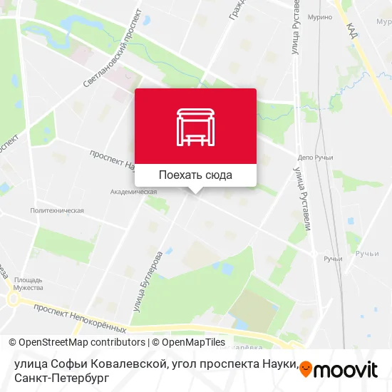 Карта улица Софьи Ковалевской, угол проспекта Науки