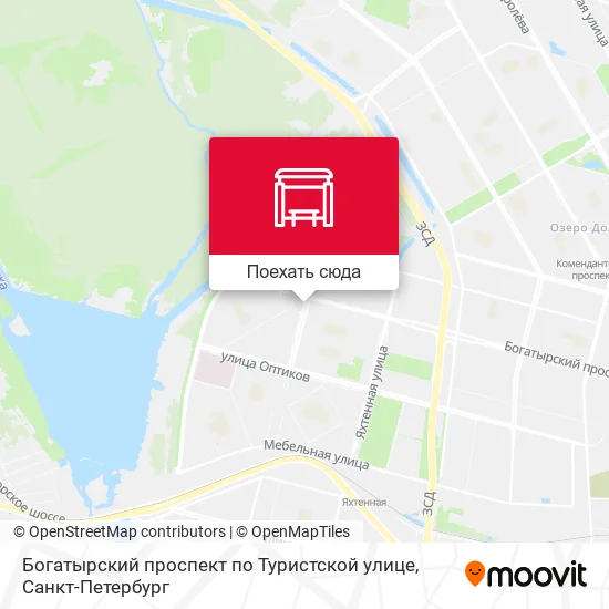 Карта Богатырский проспект по Туристской улице