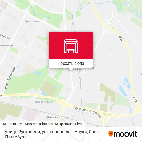 Карта улица Руставели, угол  проспекта Науки