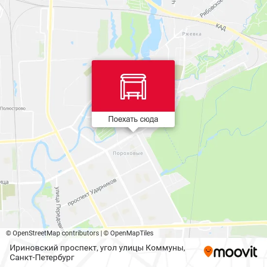 Карта Ириновский проспект, угол улицы Коммуны