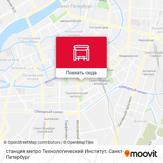 Карта станция метро Технологический Институт