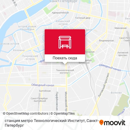 Карта станция метро Технологический Институт