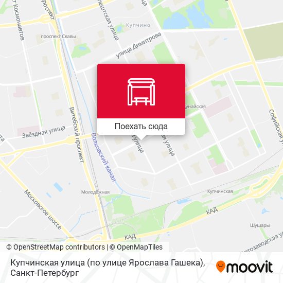 Карта Купчинская улица (по улице Ярослава Гашека)