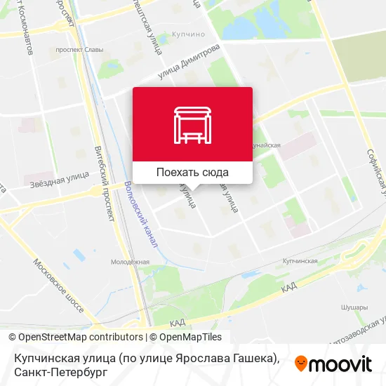 Карта Купчинская улица (по улице Ярослава Гашека)
