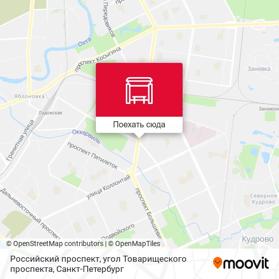 Карта Российский проспект, угол Товарищеского проспекта