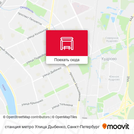 Карта станция метро Улица Дыбенко