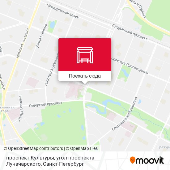 Карта проспект Культуры, угол проспекта Луначарского