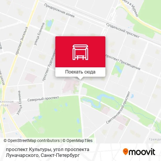 Карта проспект Культуры, угол проспекта Луначарского