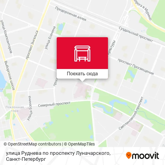 Карта улица Руднева по проспекту Луначарского