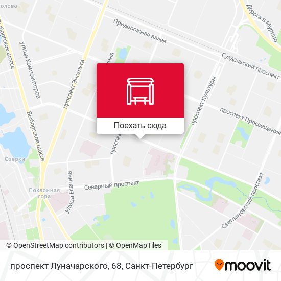Карта проспект Луначарского, 68