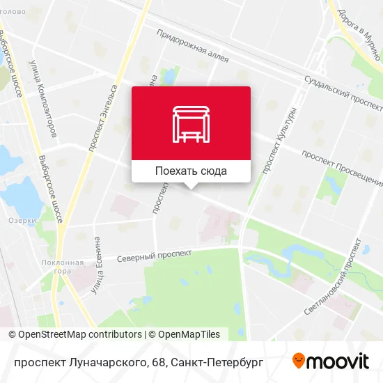 Карта проспект Луначарского, 68
