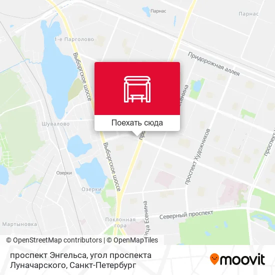 Карта проспект Энгельса, угол проспекта Луначарского