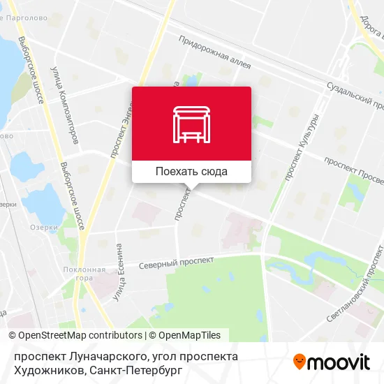 Карта проспект Луначарского, угол проспекта Художников