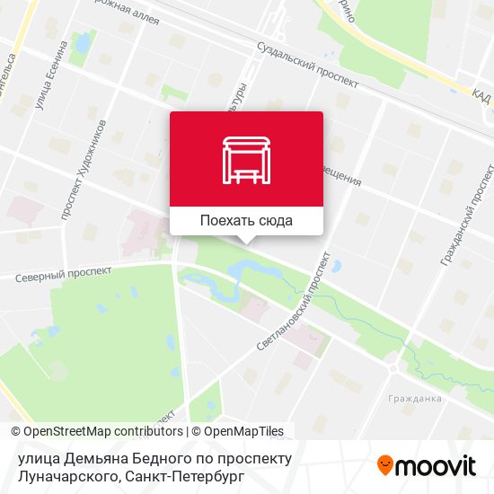 Карта улица Демьяна Бедного по проспекту Луначарского