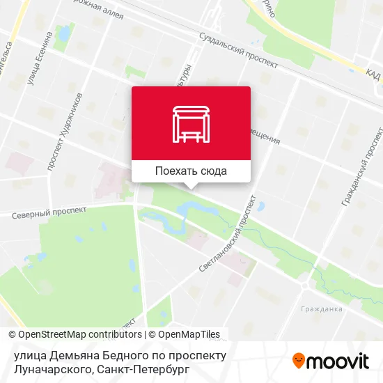 Карта улица Демьяна Бедного по проспекту Луначарского