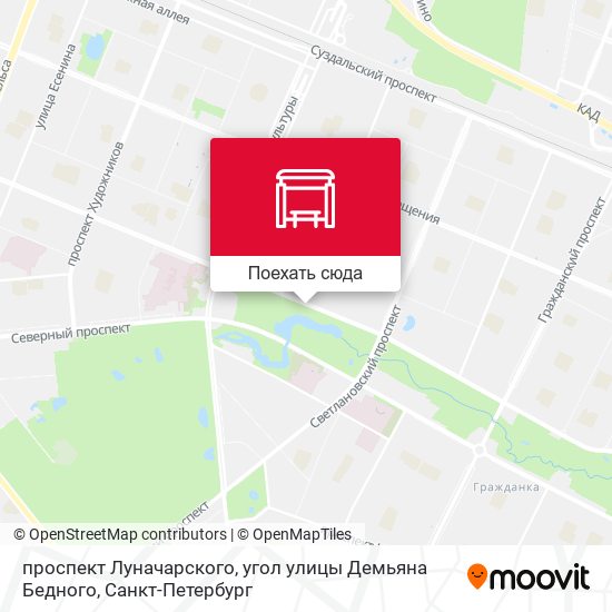 Карта проспект Луначарского, угол улицы Демьяна Бедного
