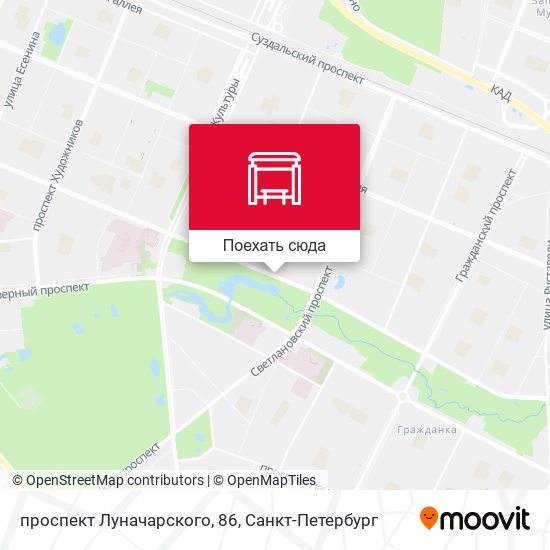 Карта проспект Луначарского, 86