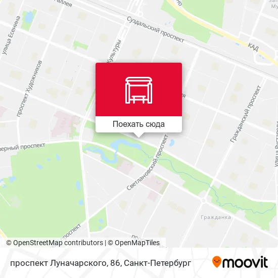 Карта проспект Луначарского, 86