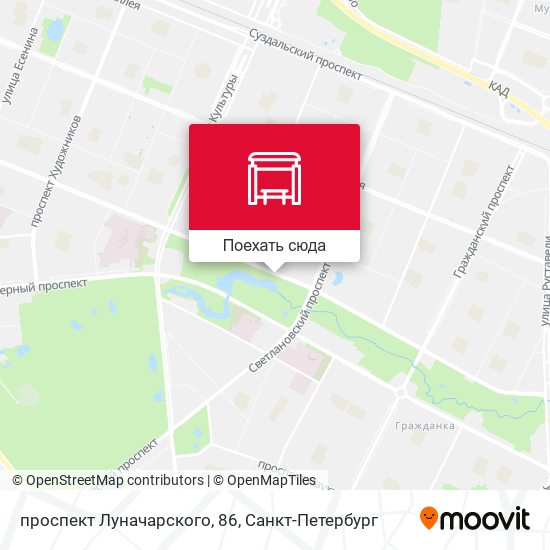 Карта проспект Луначарского, 86