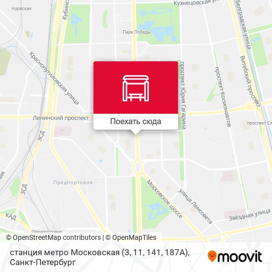 Карта станция метро Московская (3, 11, 141, 187А)