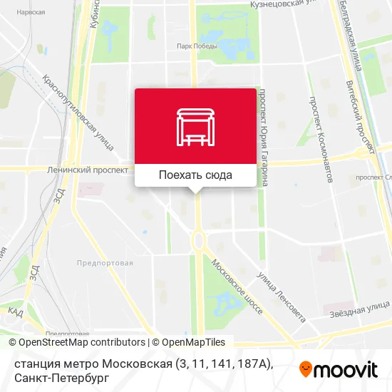 Карта станция метро Московская (3, 11, 141, 187А)