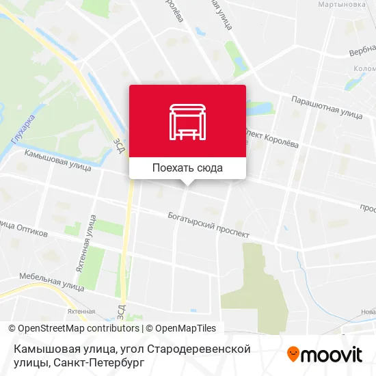 Карта Камышовая улица, угол Стародеревенской улицы