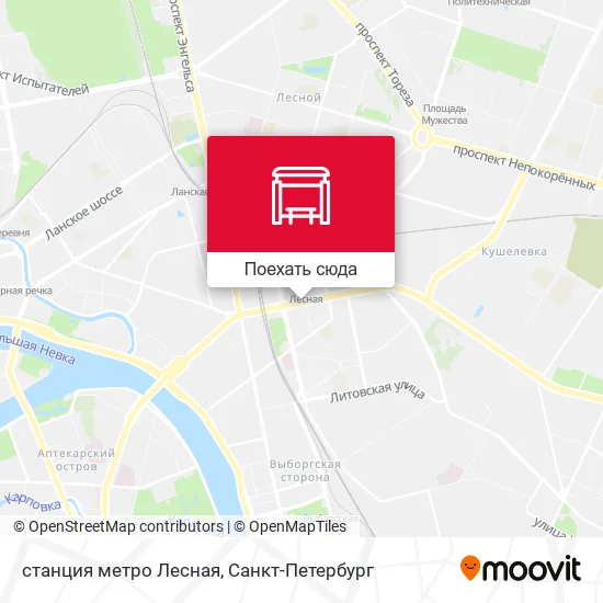 Карта станция метро Лесная