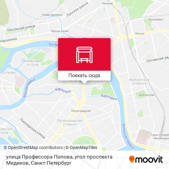 Карта улица Профессора Попова, угол проспекта Медиков