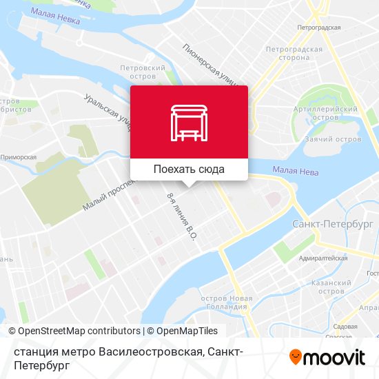 Карта станция метро Василеостровская