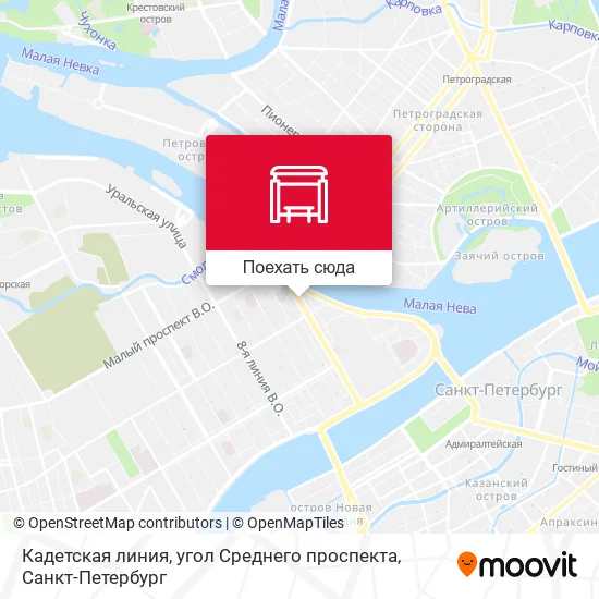 Карта Кадетская линия, угол Среднего проспекта