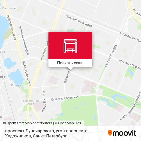 Карта проспект Луначарского, угол проспекта Художников