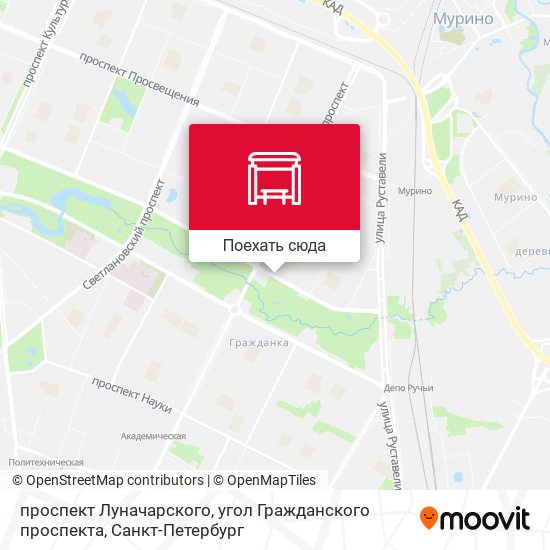 Карта проспект Луначарского, угол Гражданского проспекта