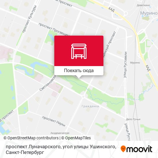 Карта проспект Луначарского, угол улицы Ушинского