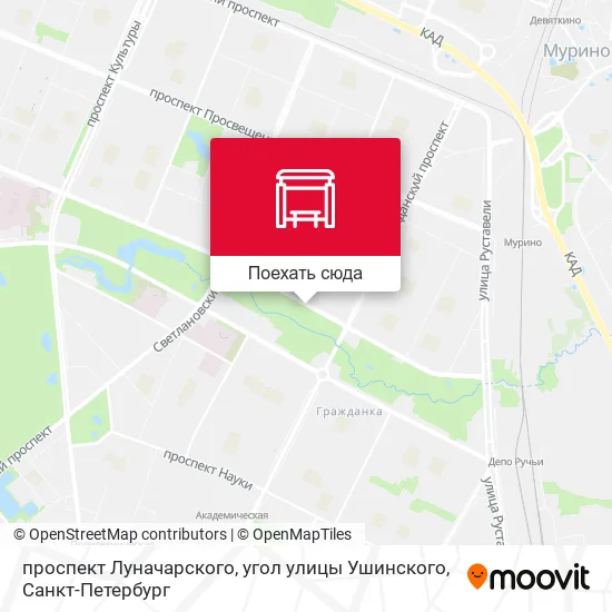 Карта проспект Луначарского, угол улицы Ушинского