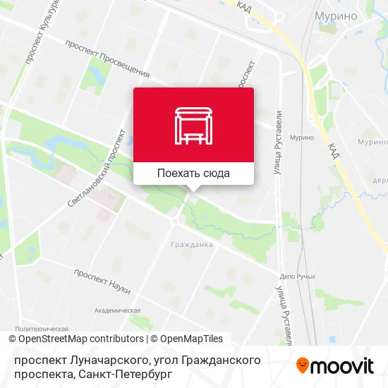 Карта проспект Луначарского, угол Гражданского проспекта