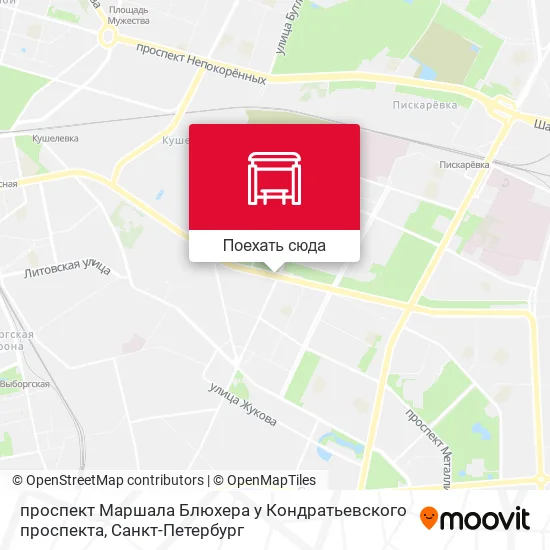 Карта проспект Маршала Блюхера у Кондратьевского проспекта