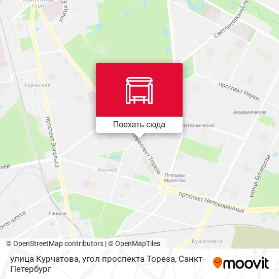 Карта улица Курчатова, угол проспекта Тореза
