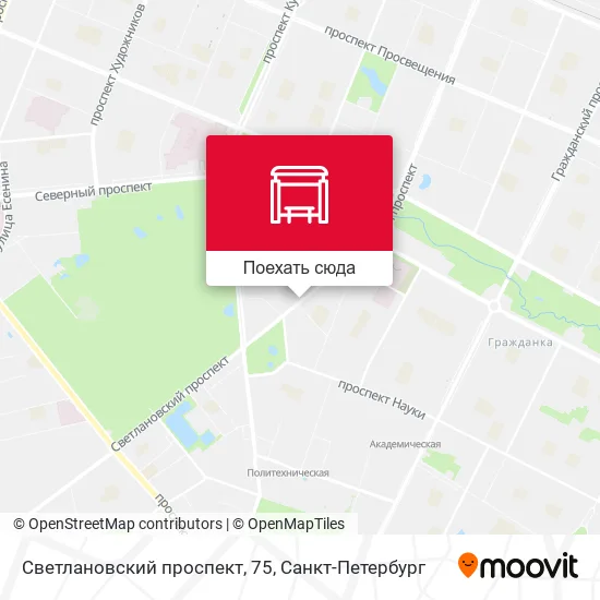 Карта Светлановский проспект, 75