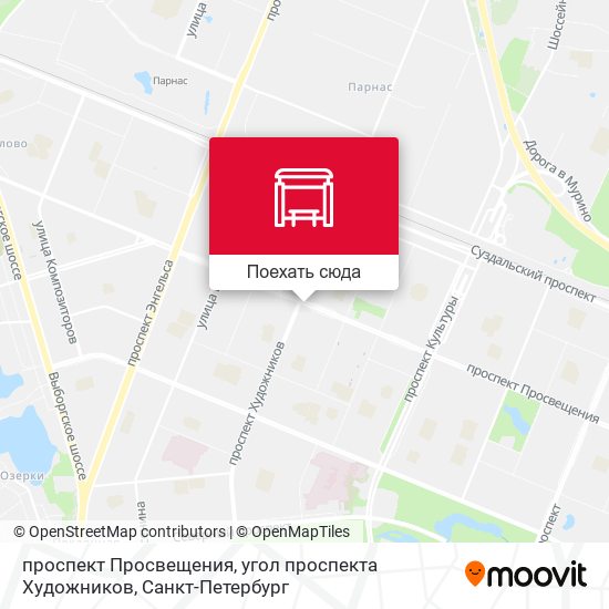 Карта проспект Просвещения, угол проспекта Художников