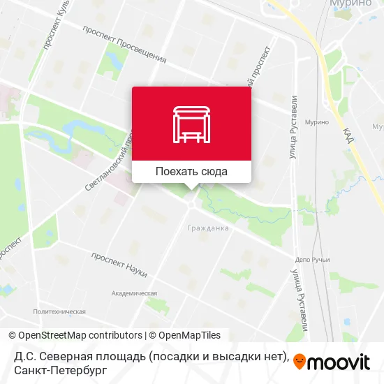 Карта Д.С. Северная площадь (посадки и высадки нет)