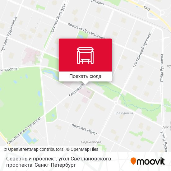 Карта Северный проспект, угол Светлановского проспекта