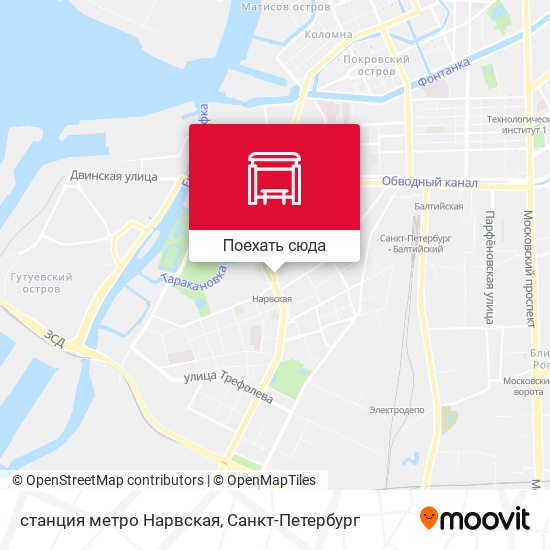 Карта станция метро Нарвская