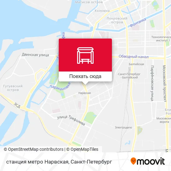 Карта станция метро Нарвская