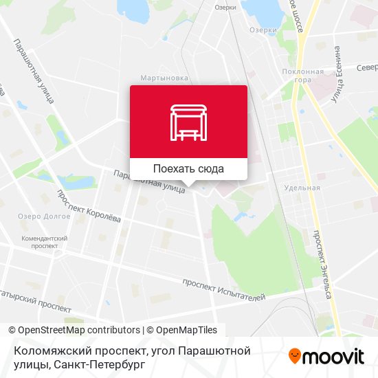 Карта Коломяжский проспект, угол Парашютной улицы